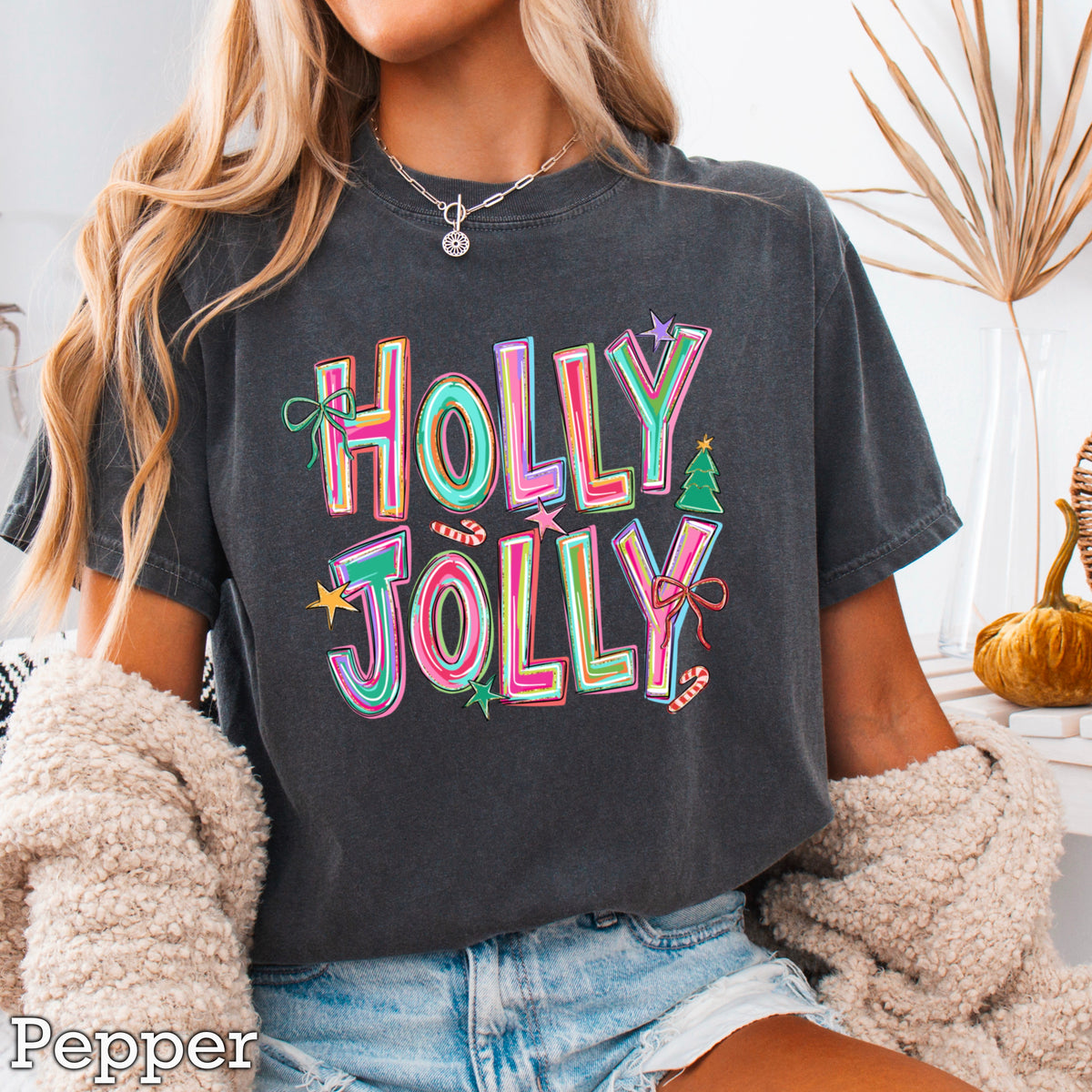 Holly Jolly Christmas Comfort Color Graphic Tee