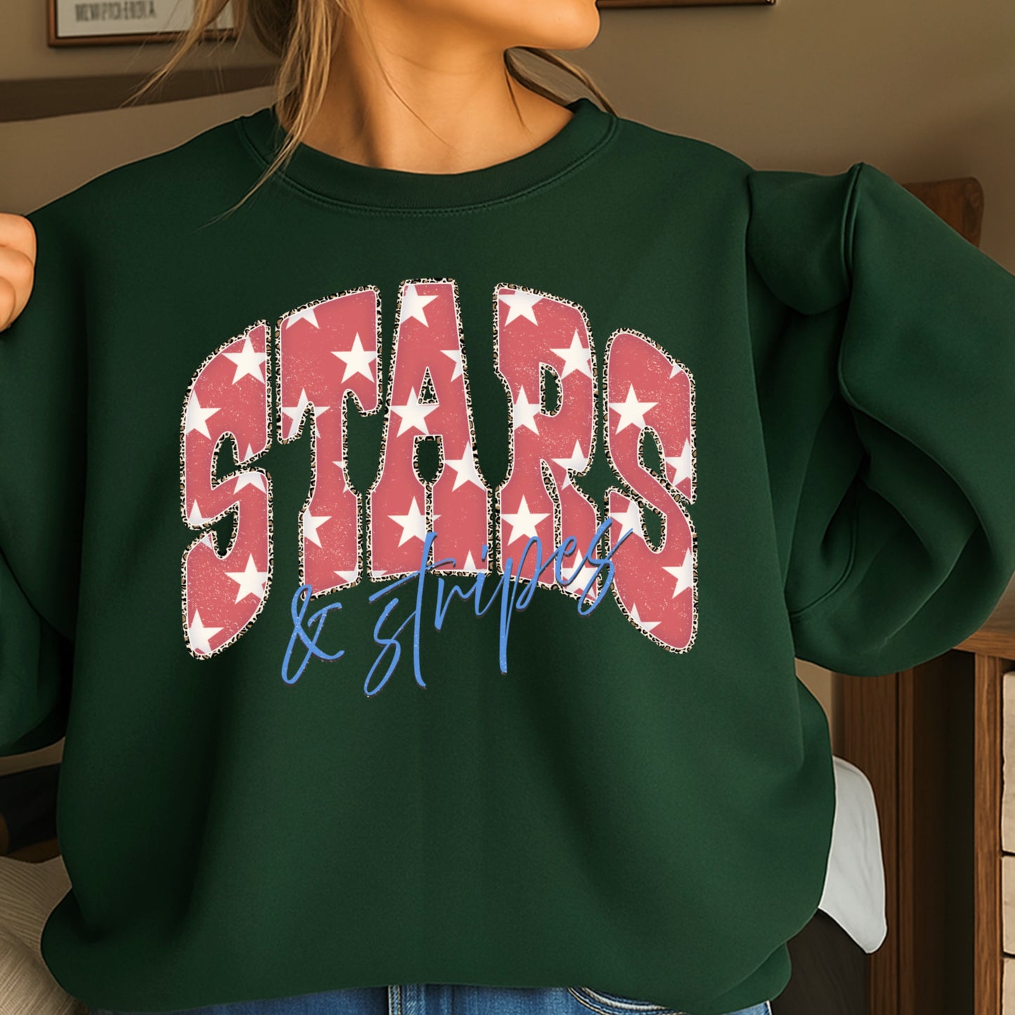 Stars & Stripes July4th Crewneck Sweatshirt