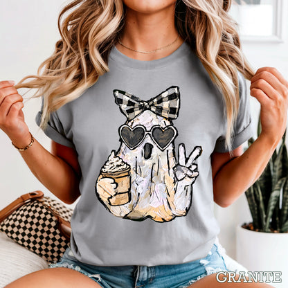 Preppy Ghost Halloween Comfort Color Graphic Tee
