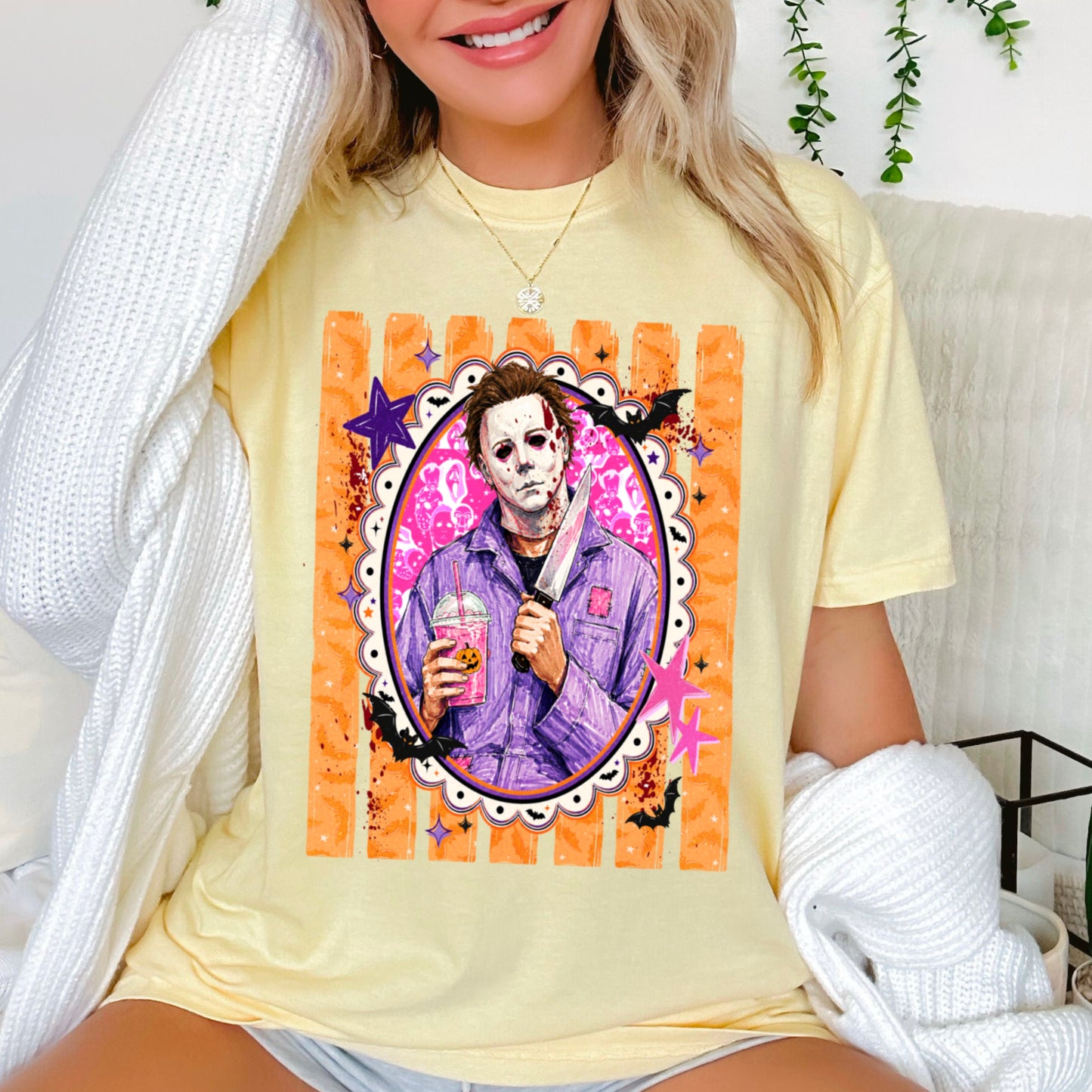 Horror Film Character Halloween Comfort Color Graphic Tee
