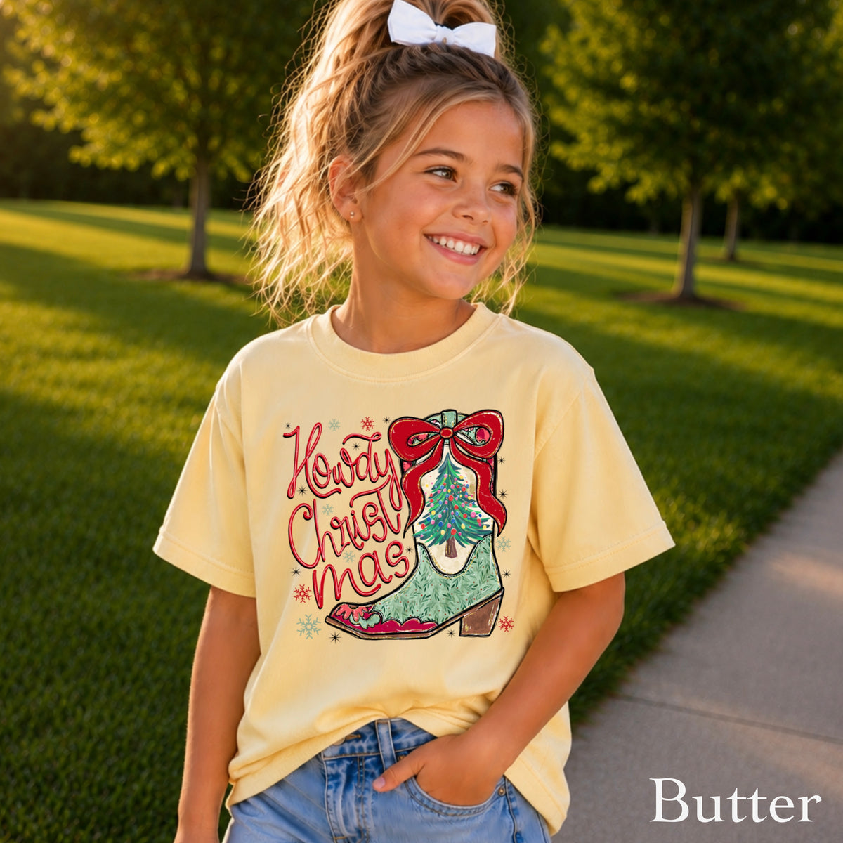 Howdy Christmas Youth Comfort Color T-Shirt