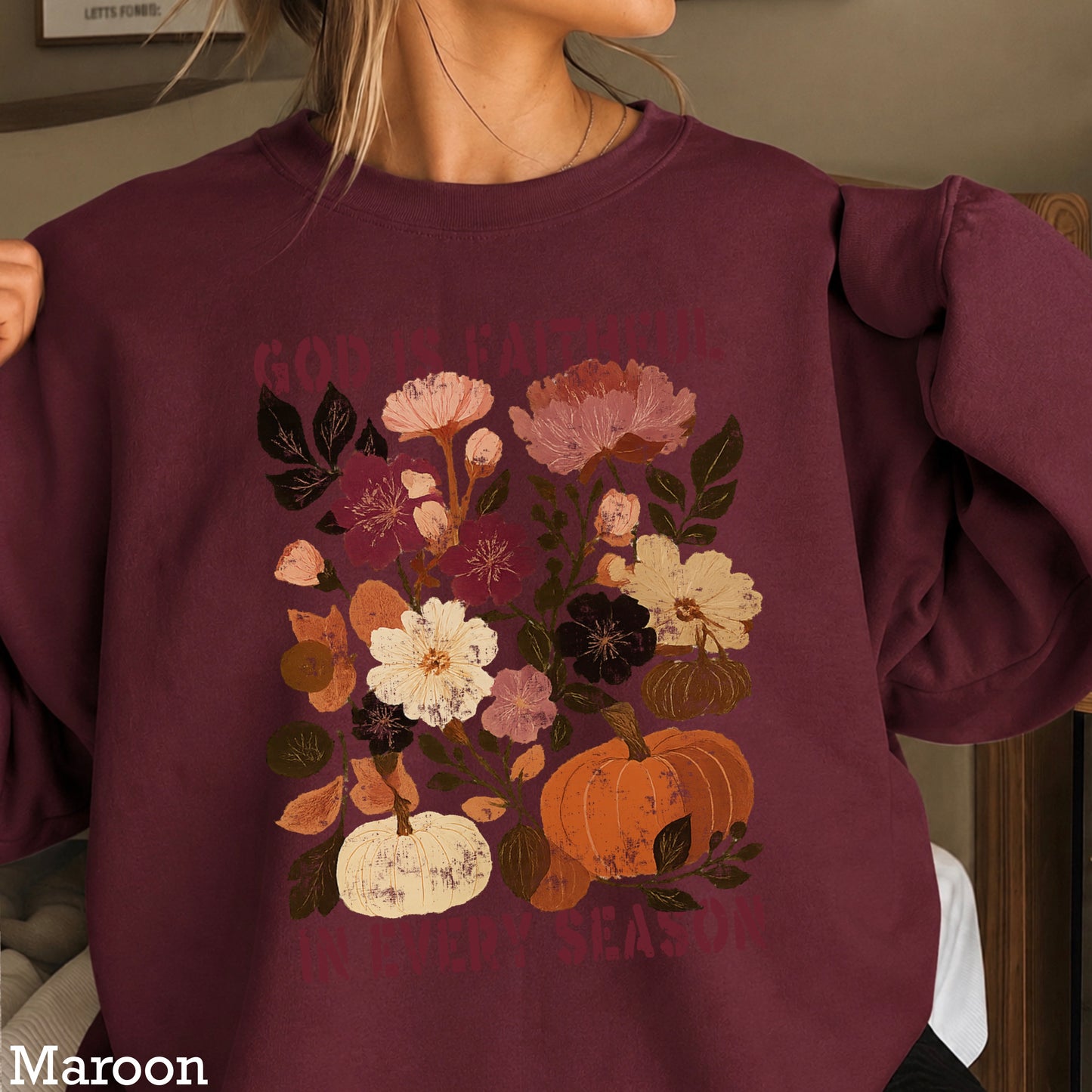 God Is Faithful In Every Season Plum Crewneck Sweatshirt