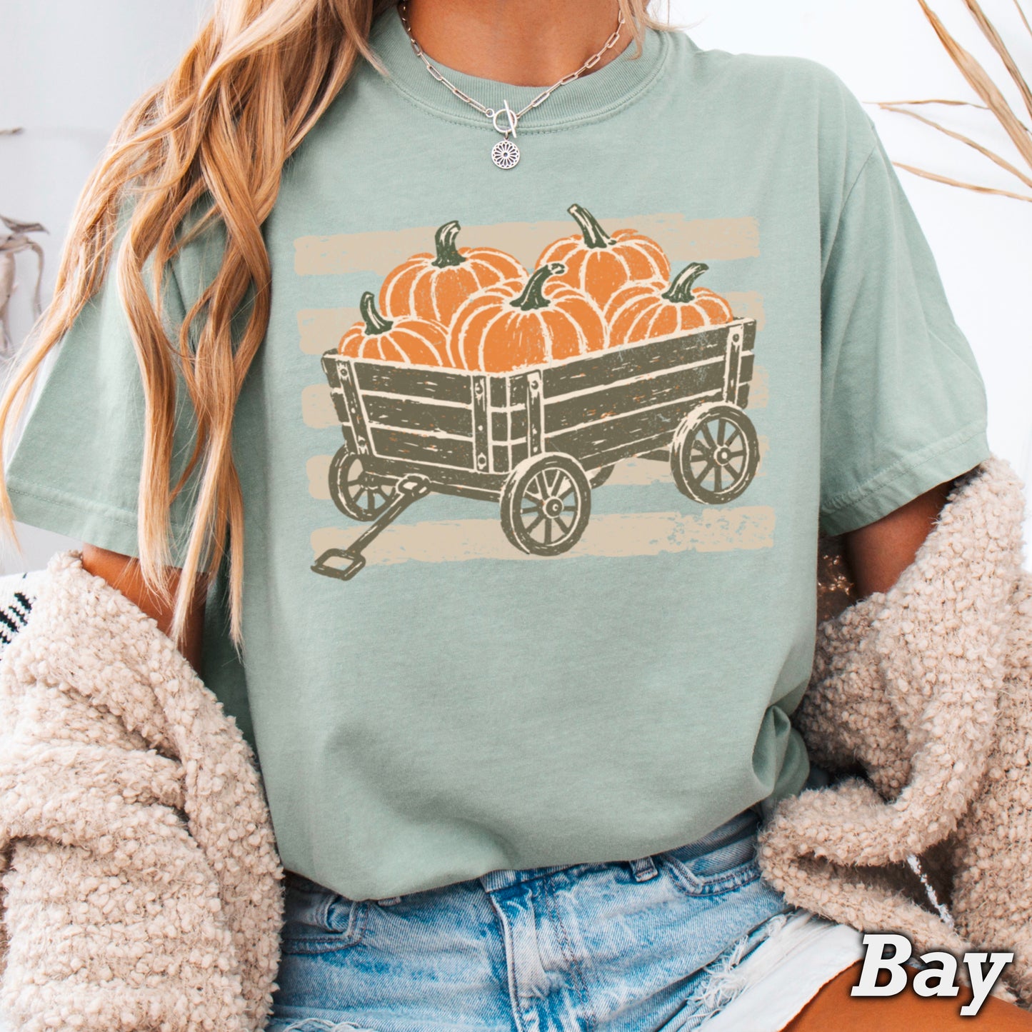 Pumpkin Wagon Fall Comfort Color Graphic Tee