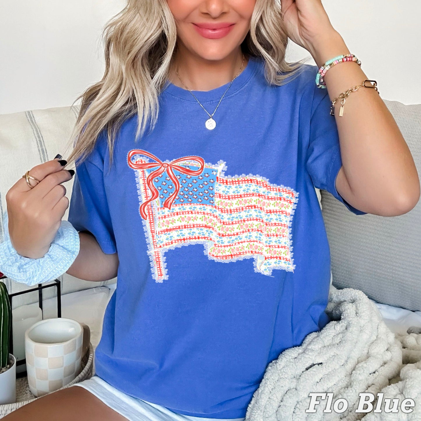 American Lace Flag Comfort Color Graphic Tee