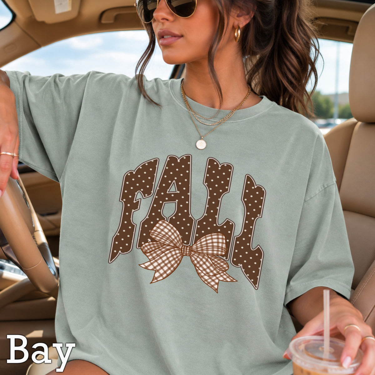 Fall Gingham Comfort Color Graphic Tee