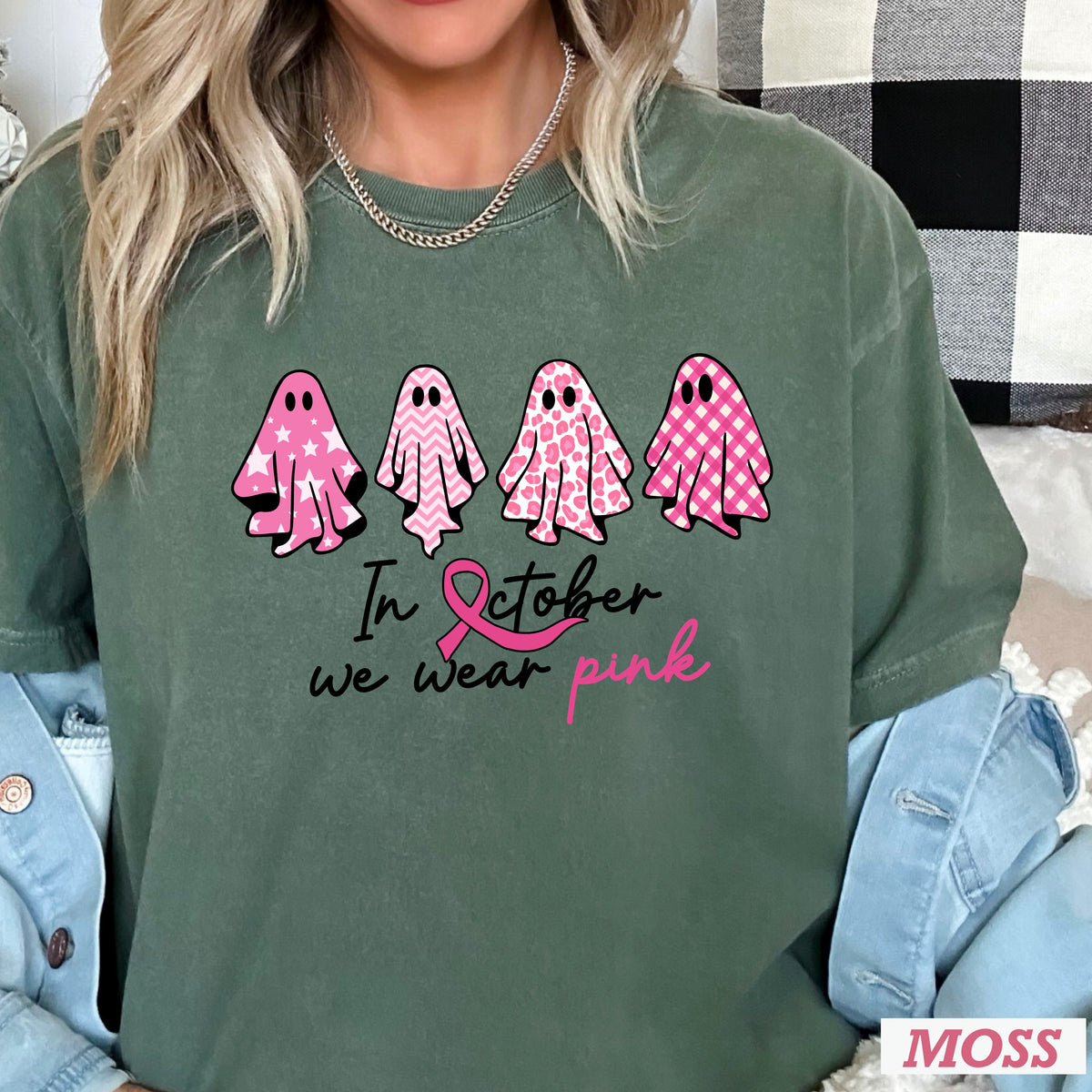 In October We Wear Pink Comfort Color Graphic Tee
