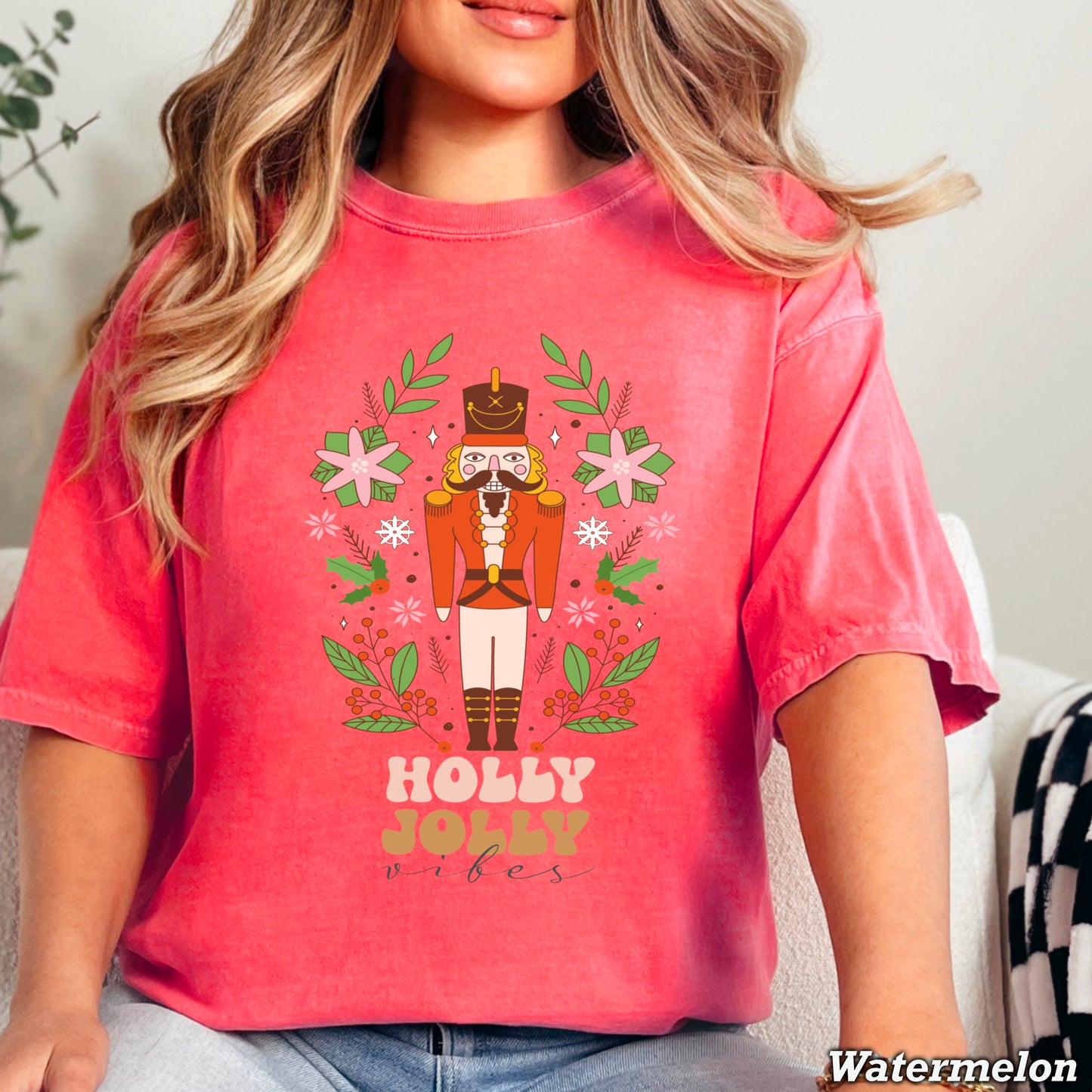 Holly Jolly Vibes Nutcracker Comfort Color Graphic Tee