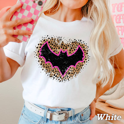 Leopard Bat Halloween Comfort Color Graphic Tee