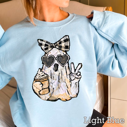 Preppy Ghost Halloween Crewneck Sweatshirt