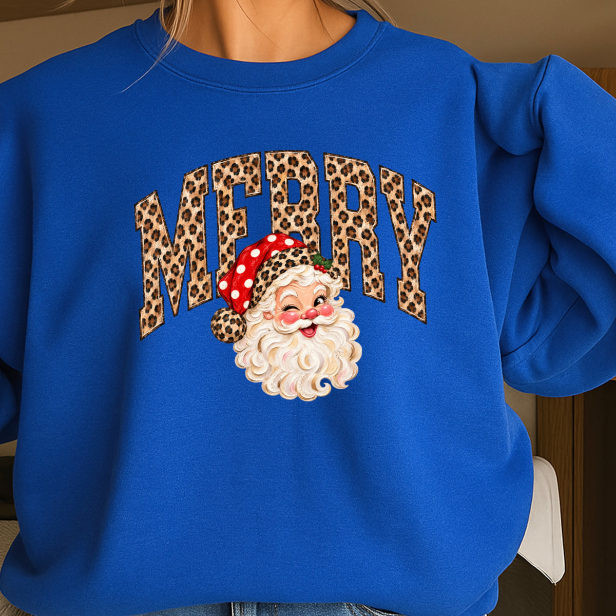 Leopard Merry Christmas Crewneck Sweatshirt