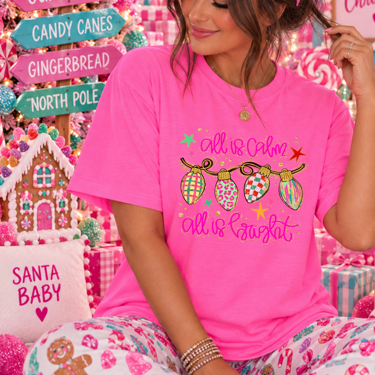 All Is Calm Christmas Comfort Color Graphic Tee