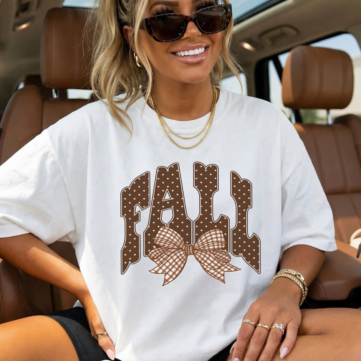 Fall Gingham Comfort Color Graphic Tee