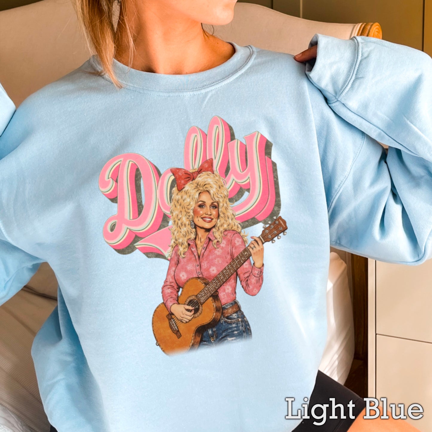 Pink Dolly Guitar Crewneck Sweatshirt