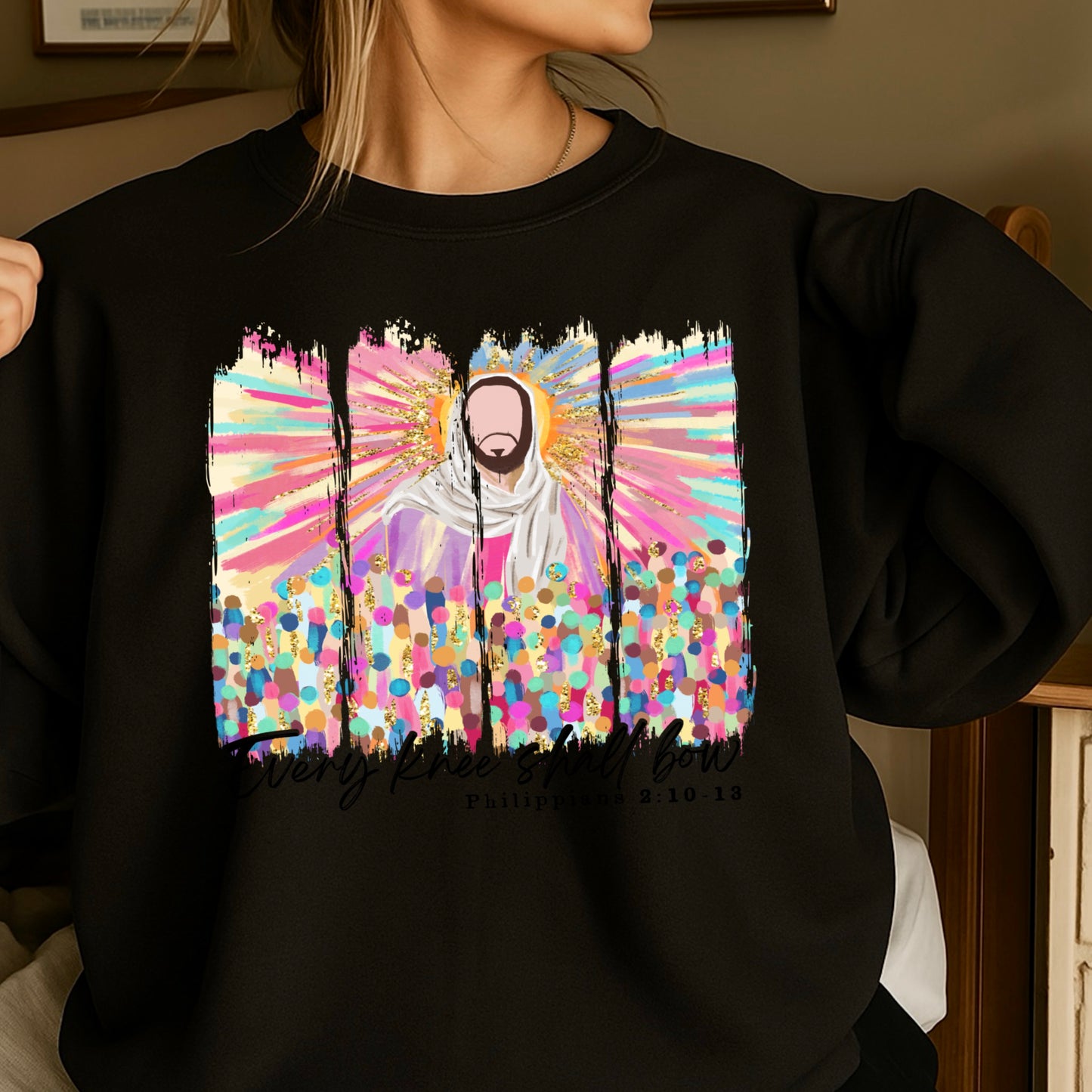 Every Knee Shall Bow Easter Crewneck Sweatshirt