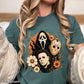 Floral Halloween Characters Comfort Color Graphic Tee