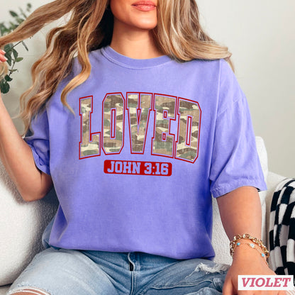 Camo John 3:16 Valentine’s Day Comfort Color Graphic Tee