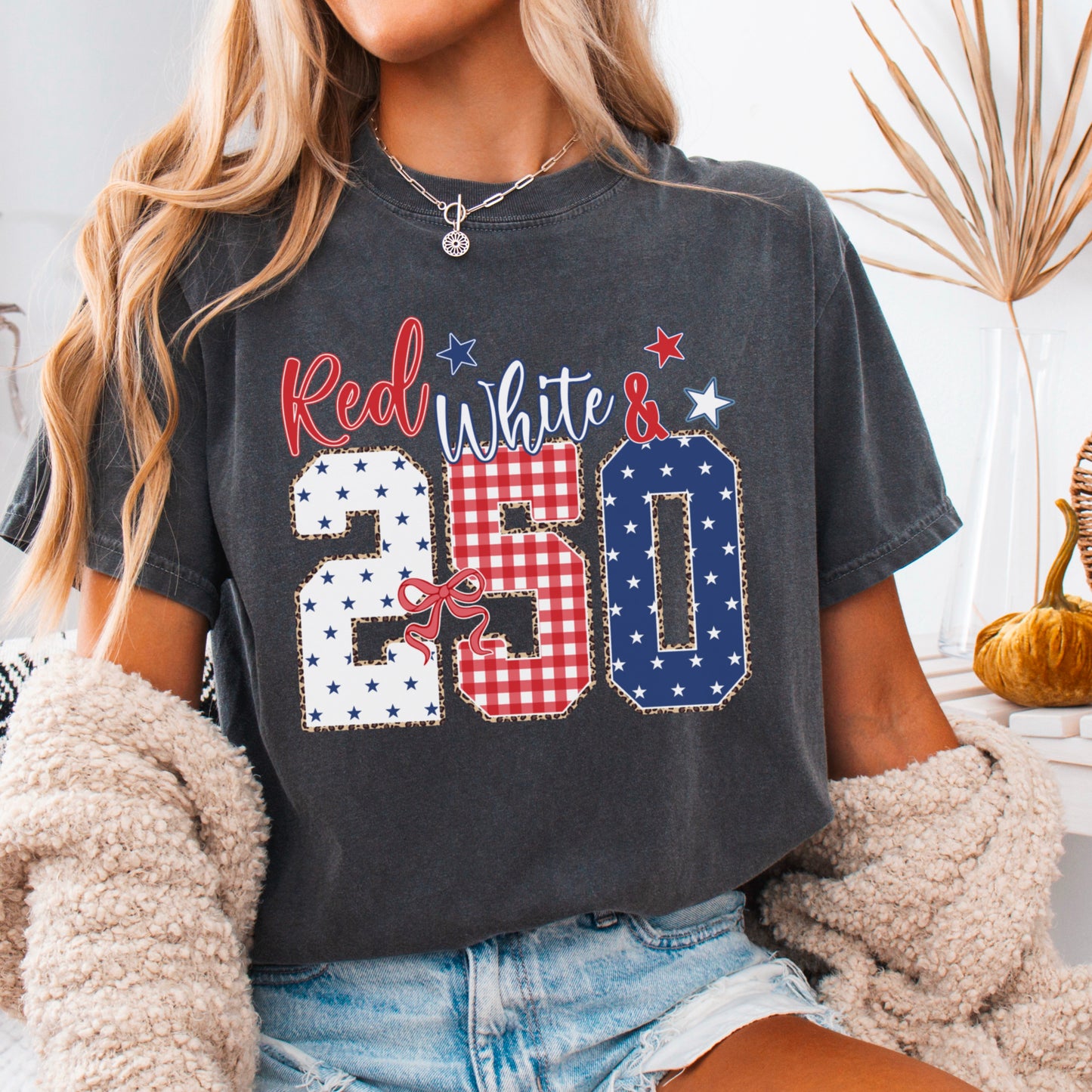 Red White & 250 Patriotic Comfort Color Graphic Tee