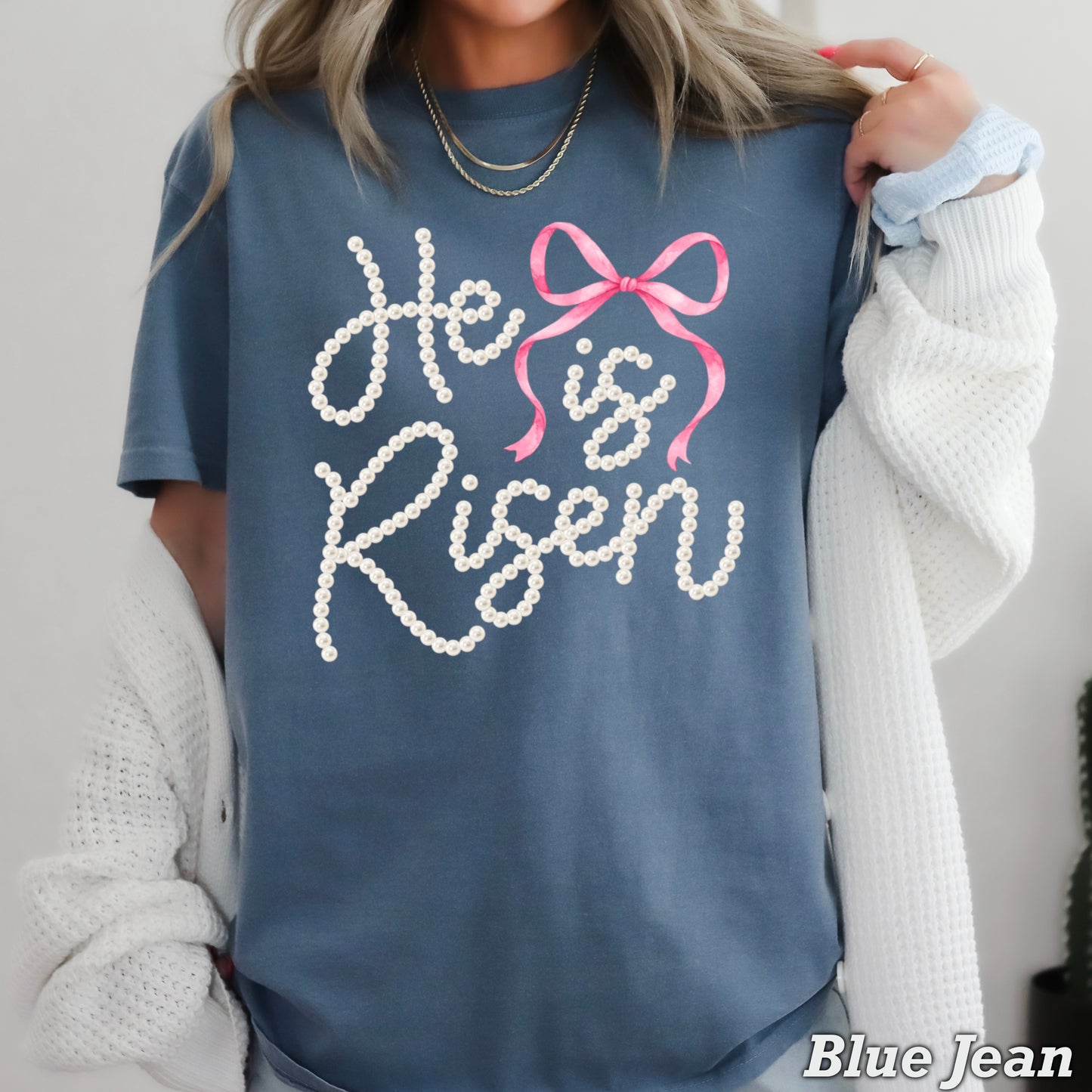 He Is Risen Easter Comfort Color Graphic Tee