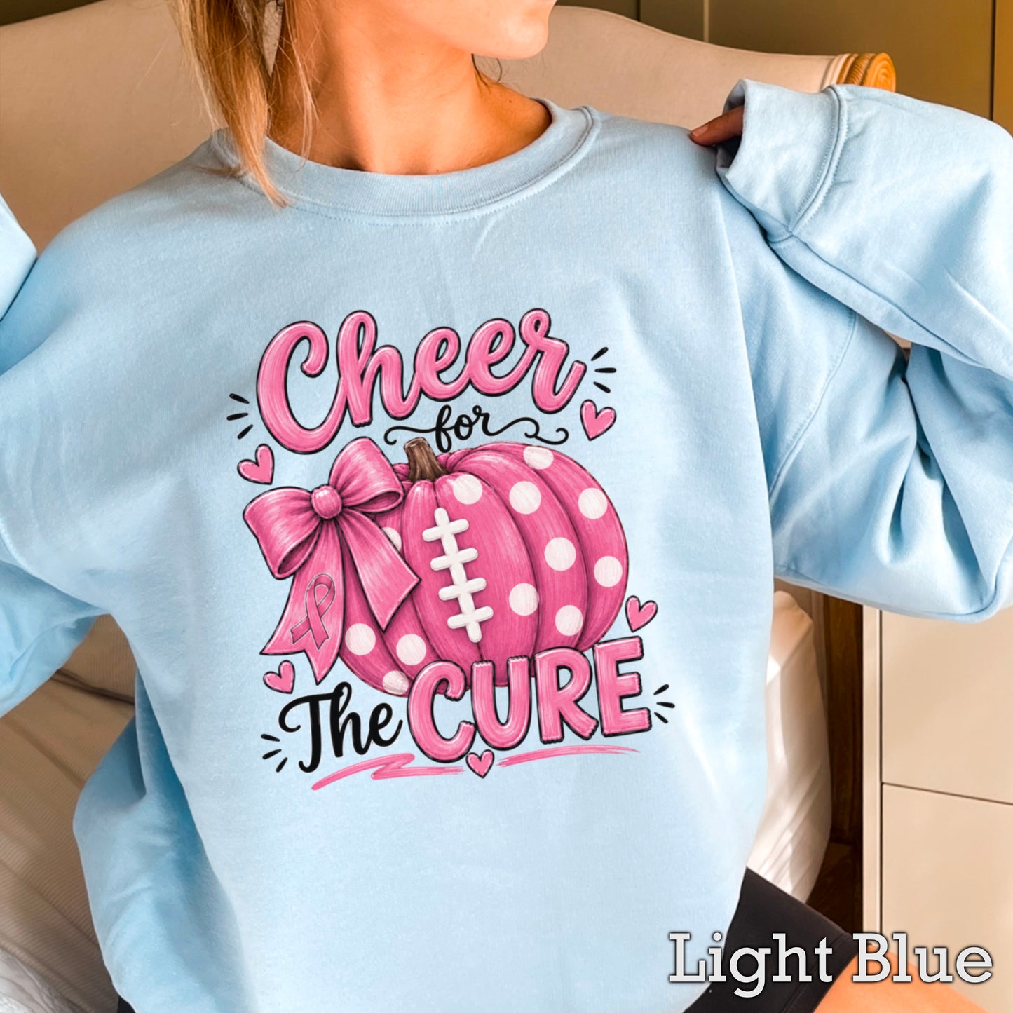 Cheer For The Cure Breast Cancer Crewneck Sweatshirt