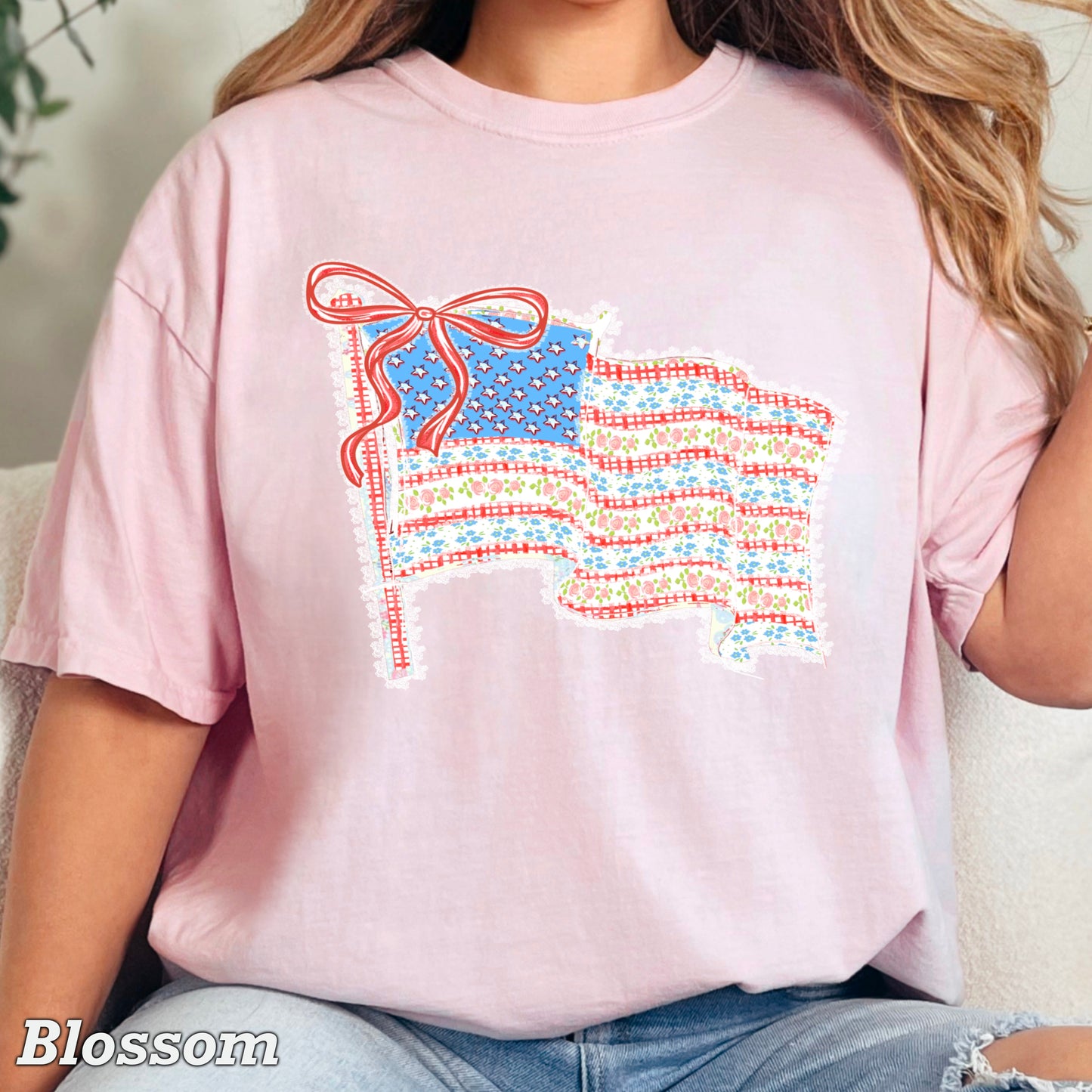American Lace Flag Comfort Color Graphic Tee