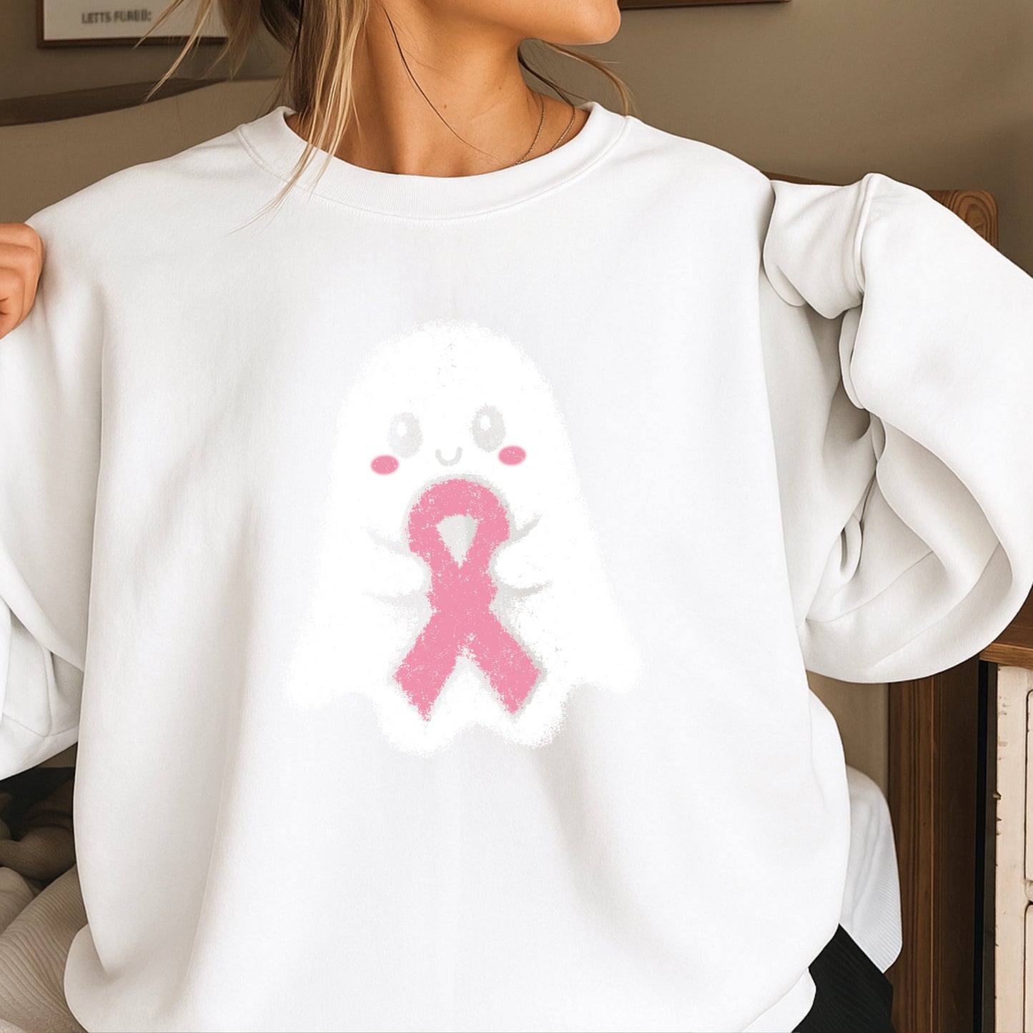 Breast Cancer Ghost Crewneck Sweatshirt