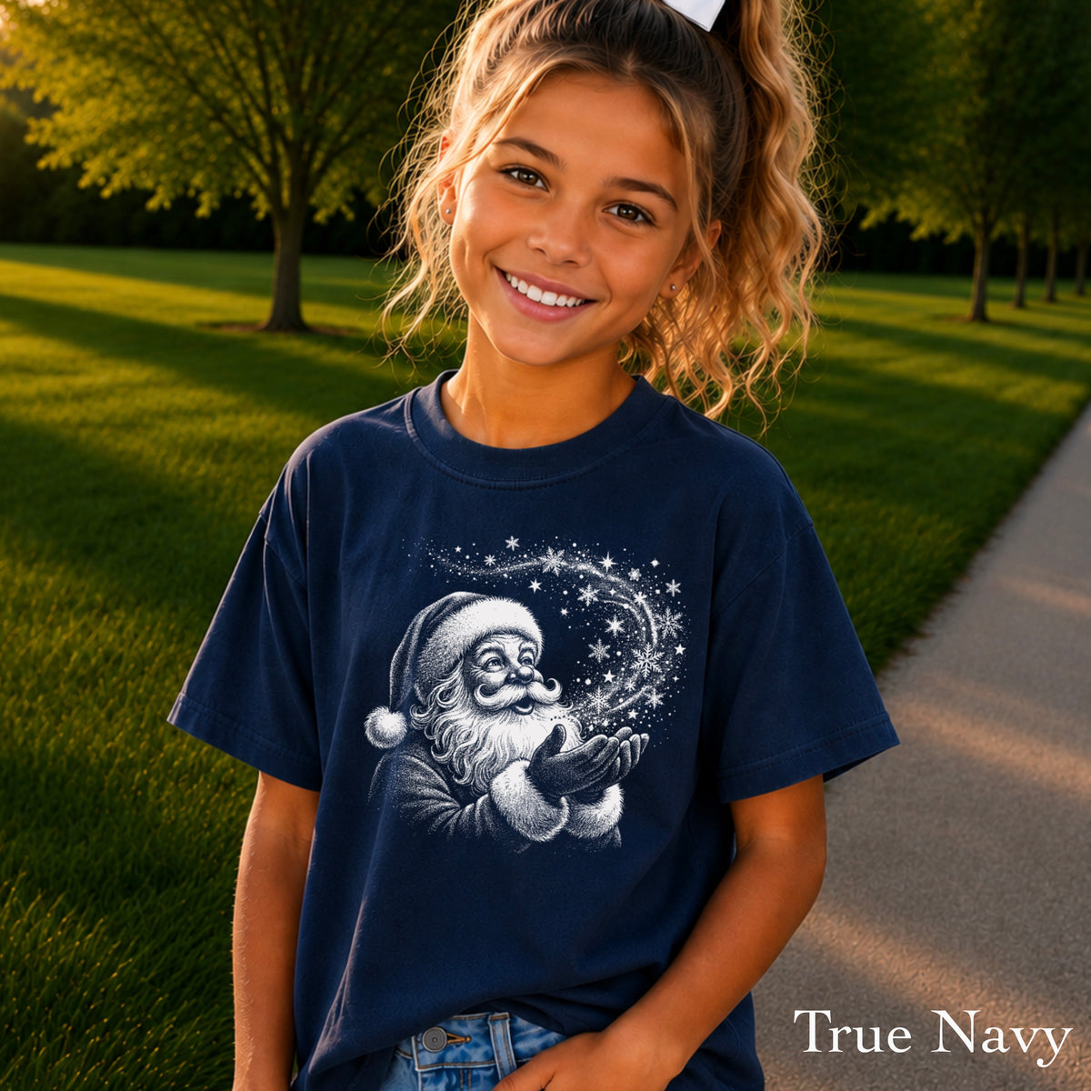 Santa Snowflakes Christmas Youth Comfort Color T-Shirt