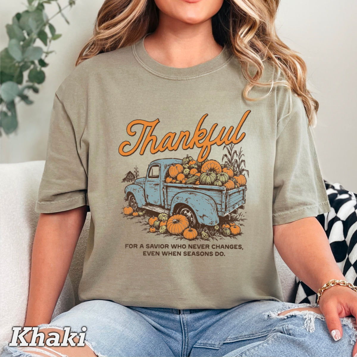 Thankful For A Savior Comfort Color Graphic Tee