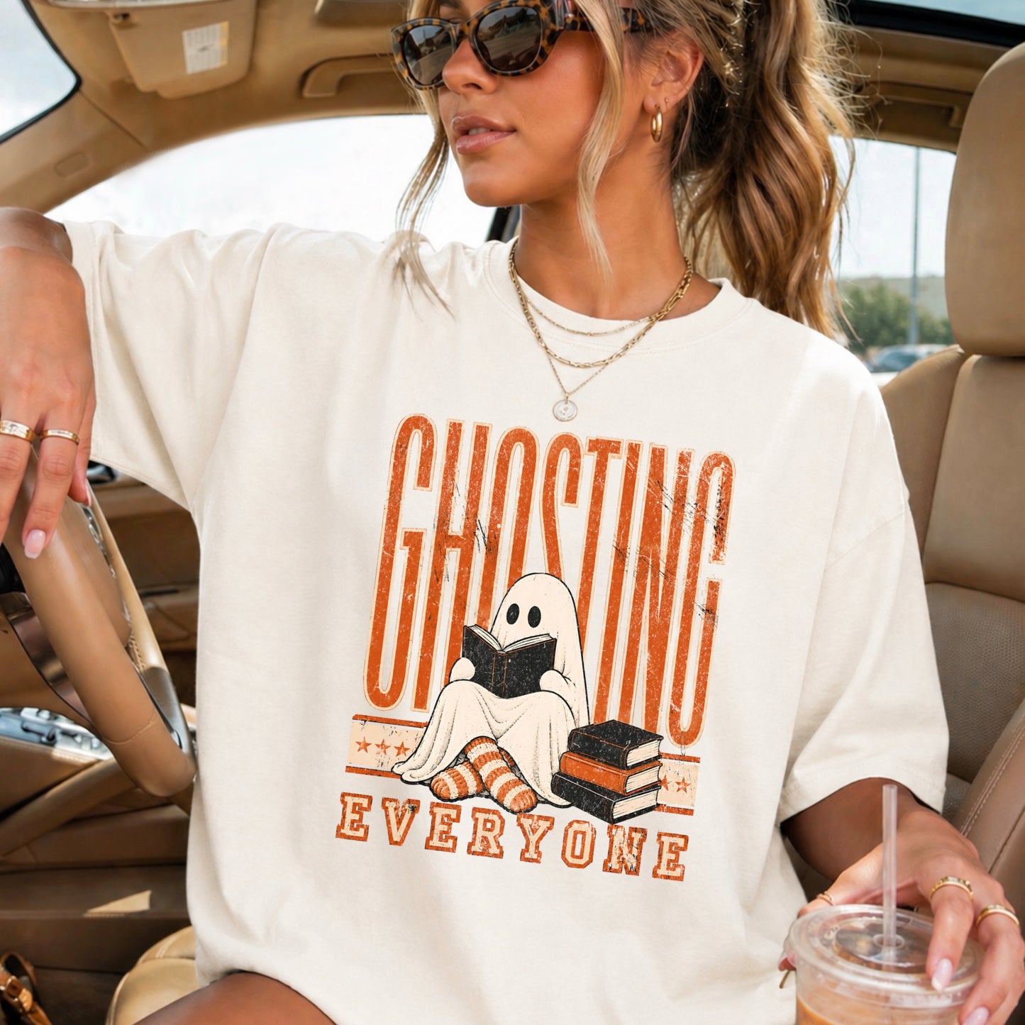 Ghosting Everyone Halloween Comfort Color Graphic Tee