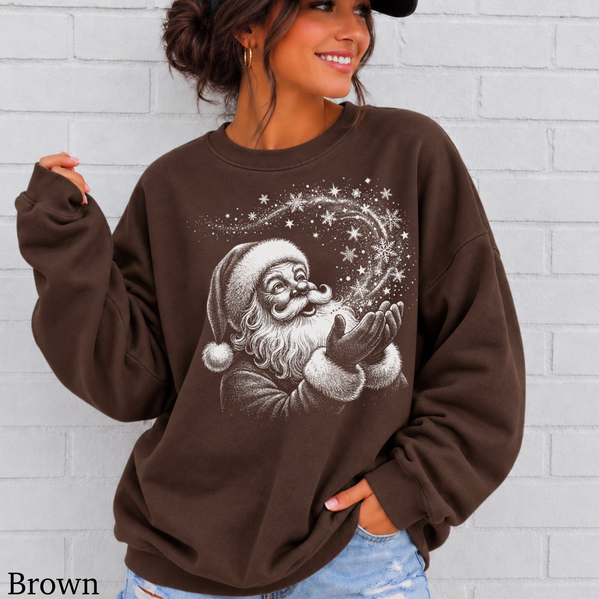 Santa Snowflakes Christmas Crewneck Sweatshirt