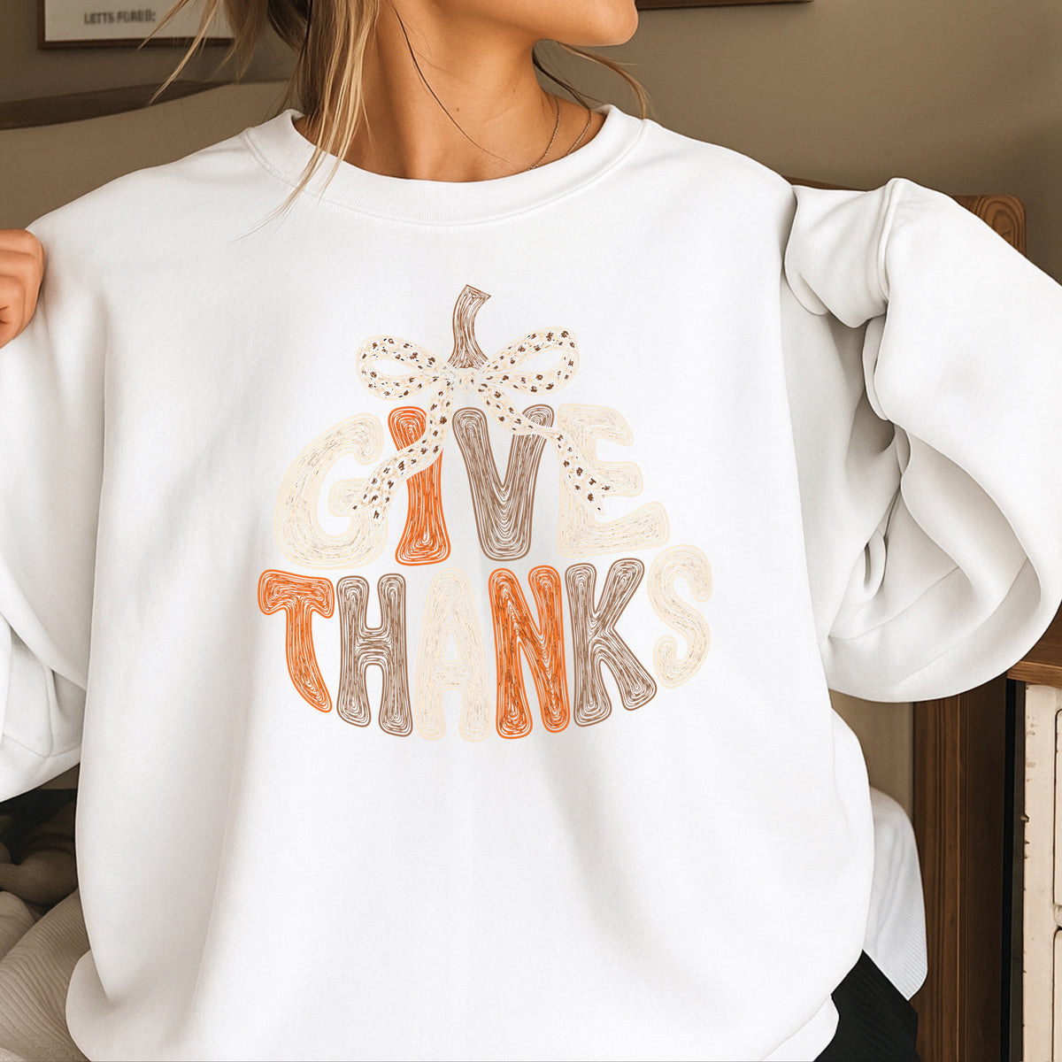 Give Thanks Thanksgiving Crewneck Sweatshirt