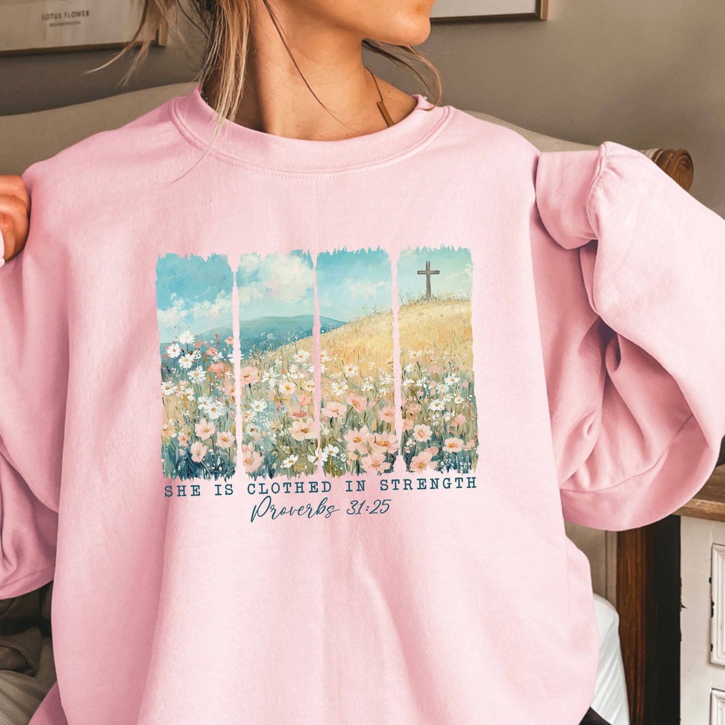 She Is Clothed Christian Crewneck Sweatshirt
