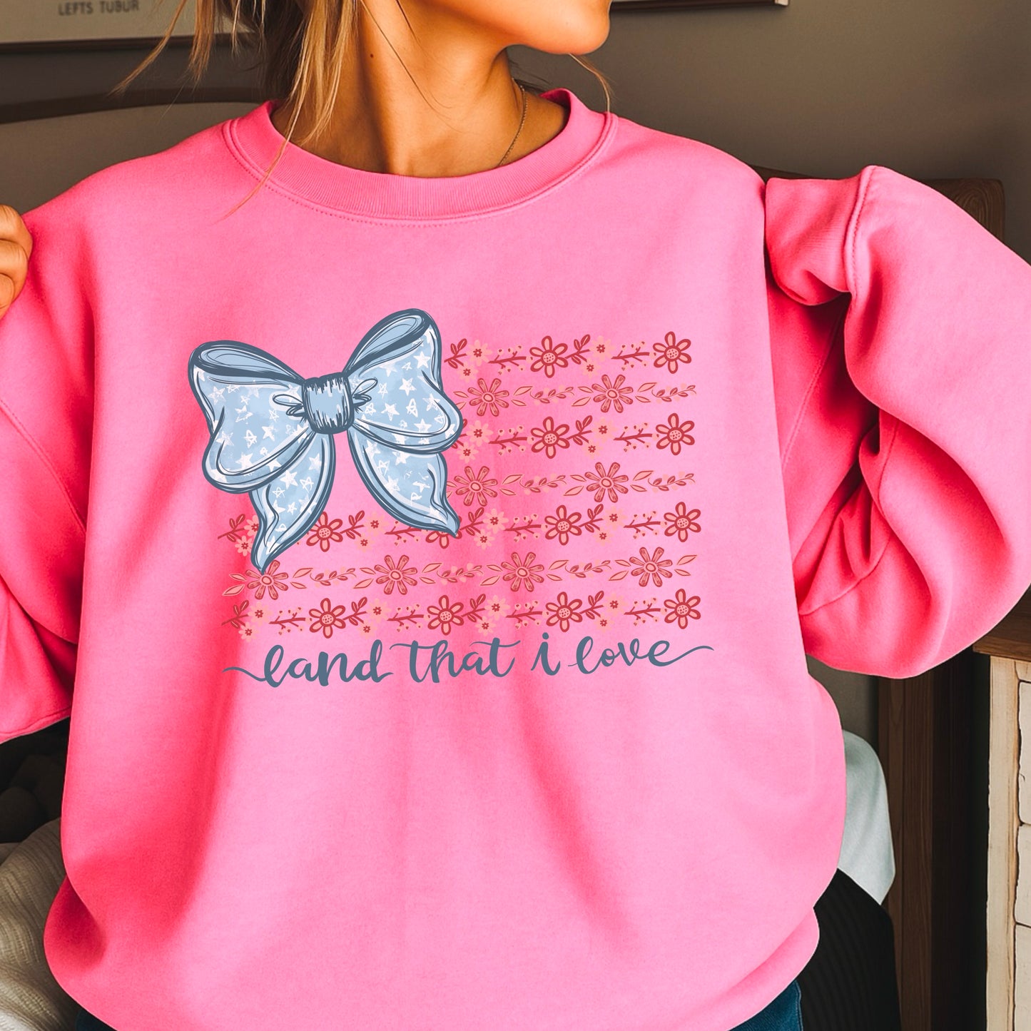 Land Of The Free Patriotic Crewneck Sweatshirt