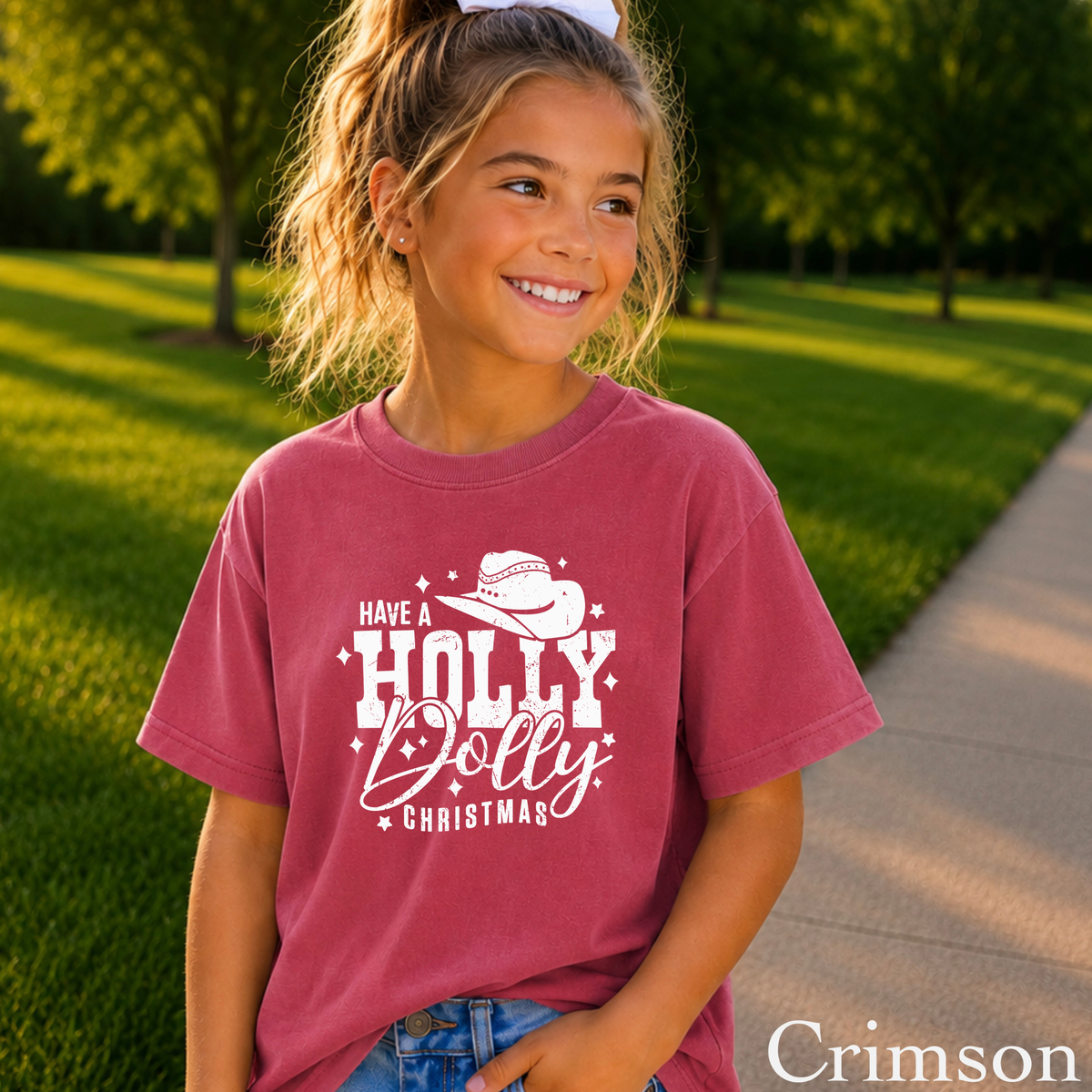 Have A Holly Christmas Youth Comfort Color T-Shirt