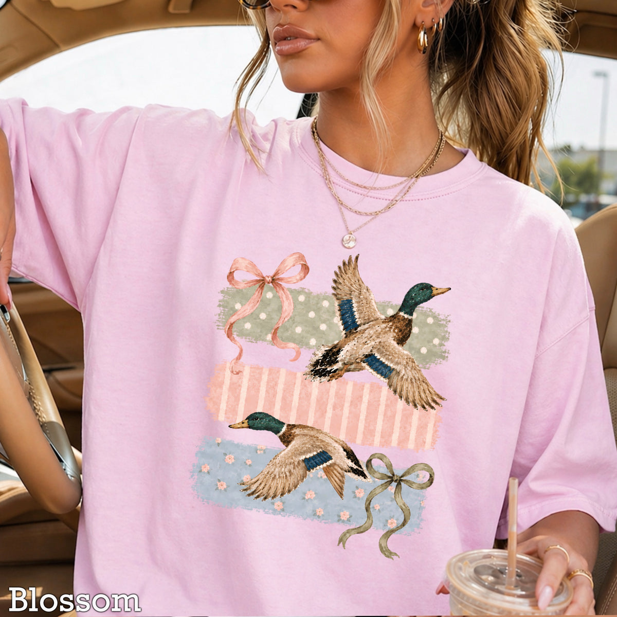 Mallard Ducks & Bows Comfort Color Graphic Tee