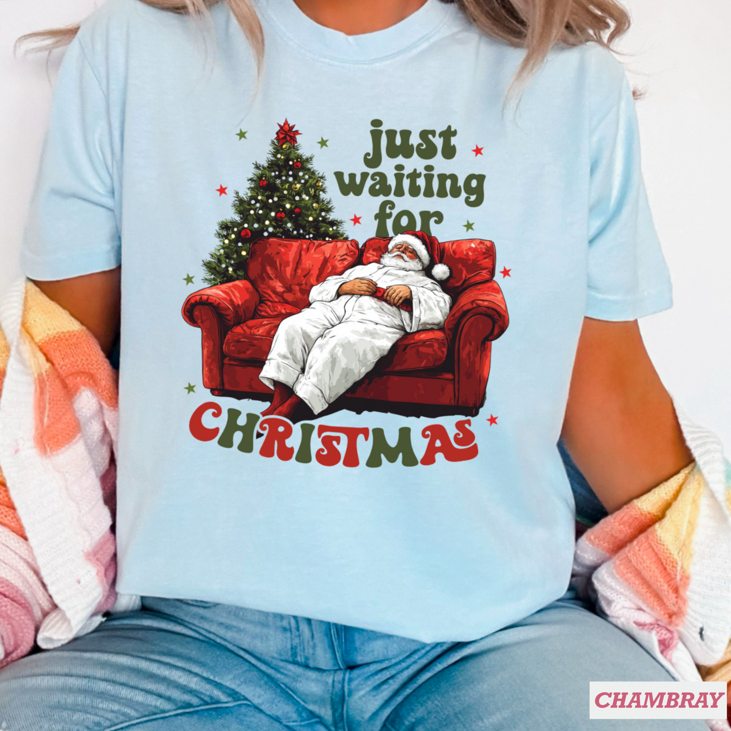 Just Waiting For Christmas Comfort Color Graphic Tee