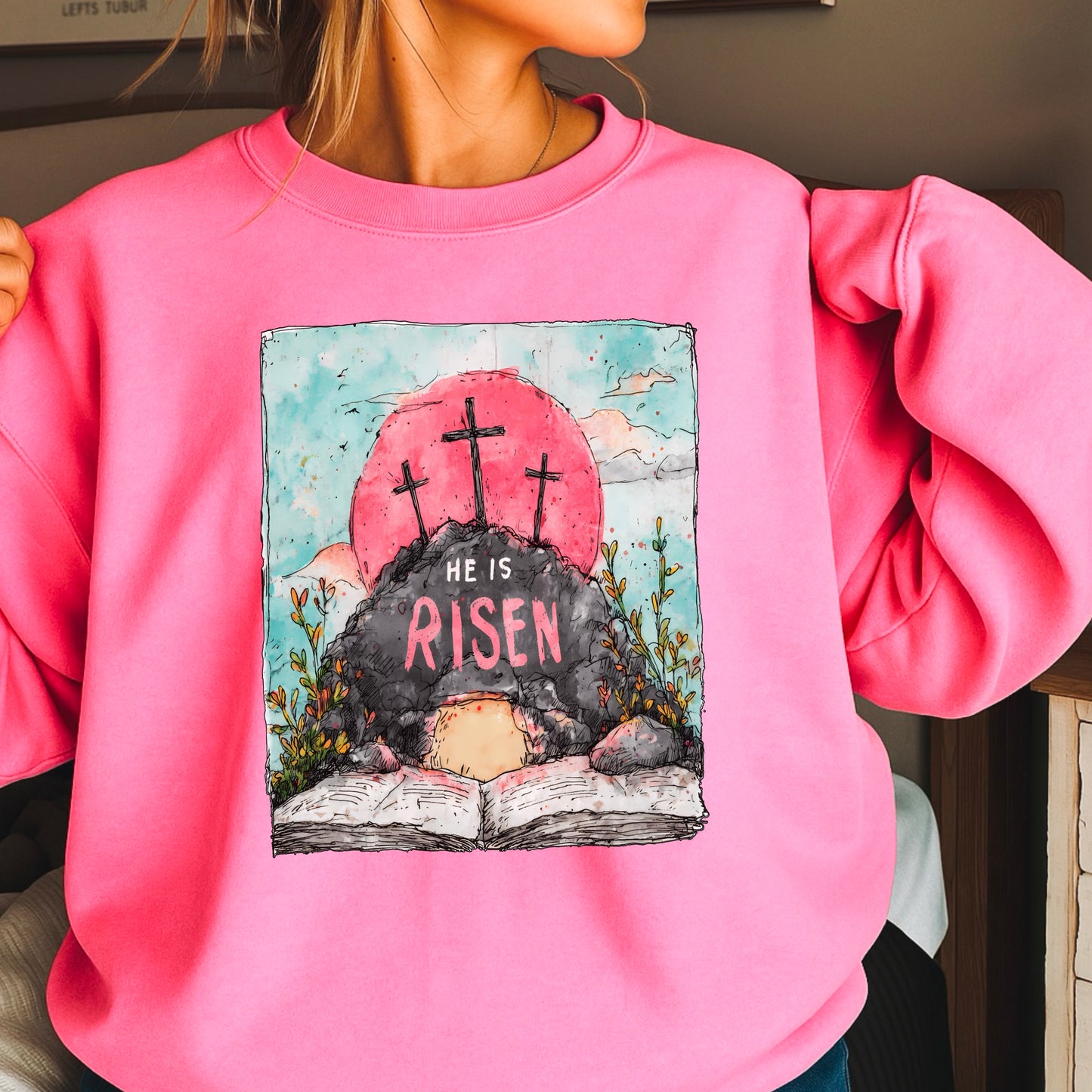 He Is Risen Easter Crewneck Sweatshirt
