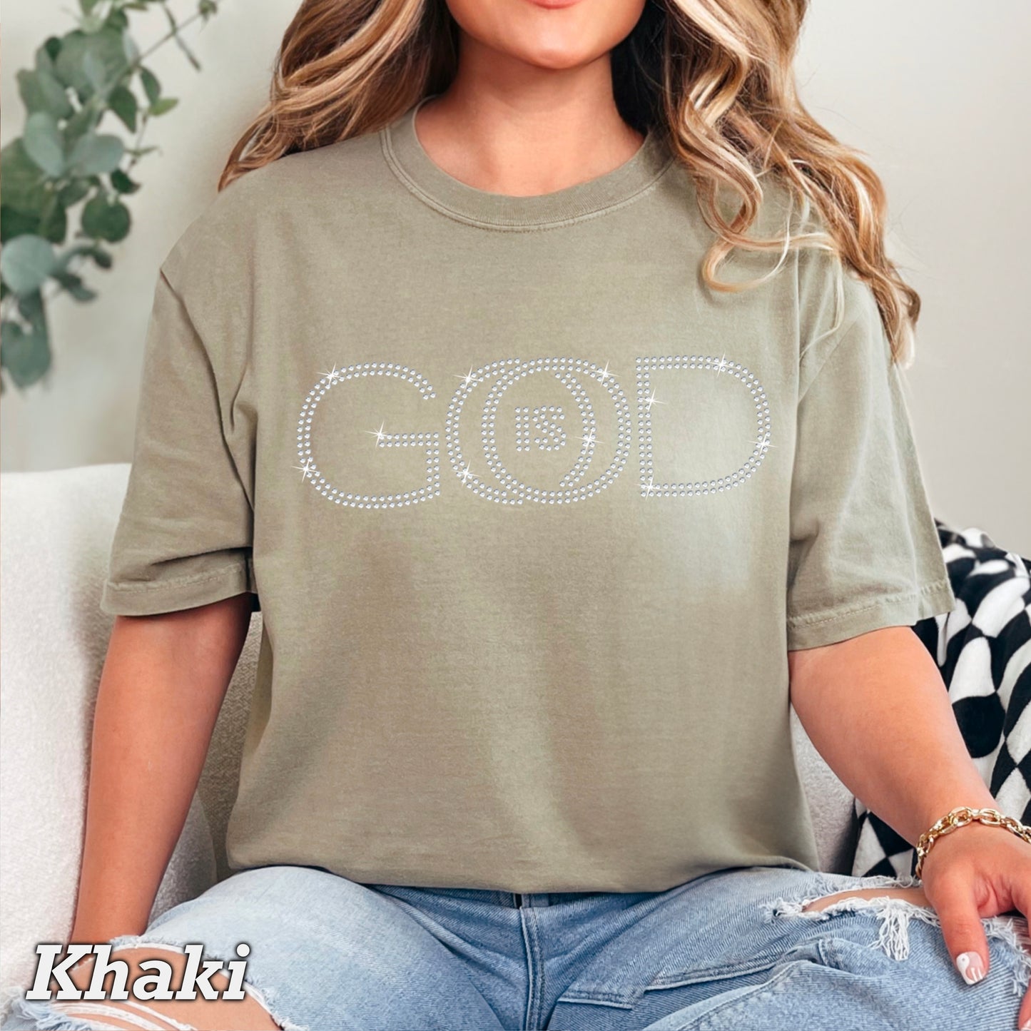God Is Good Comfort Color Rhinestone Tee