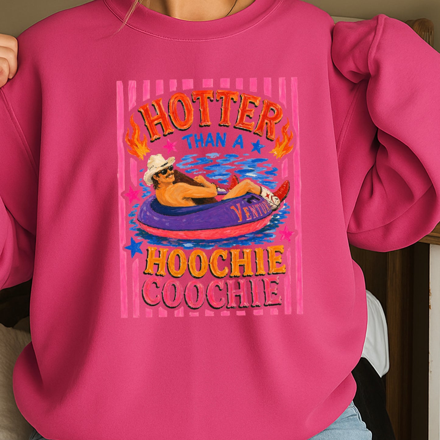 Hotter Than A Hoochie Coochie  Crewneck Sweatshirt
