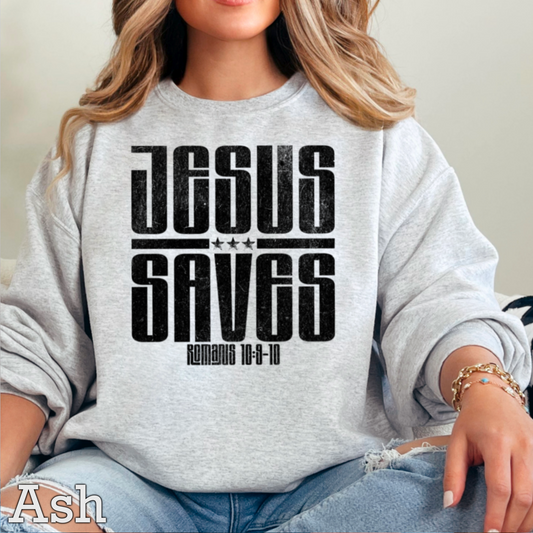 Jesus Saves Graphic Crewneck Sweatshirt