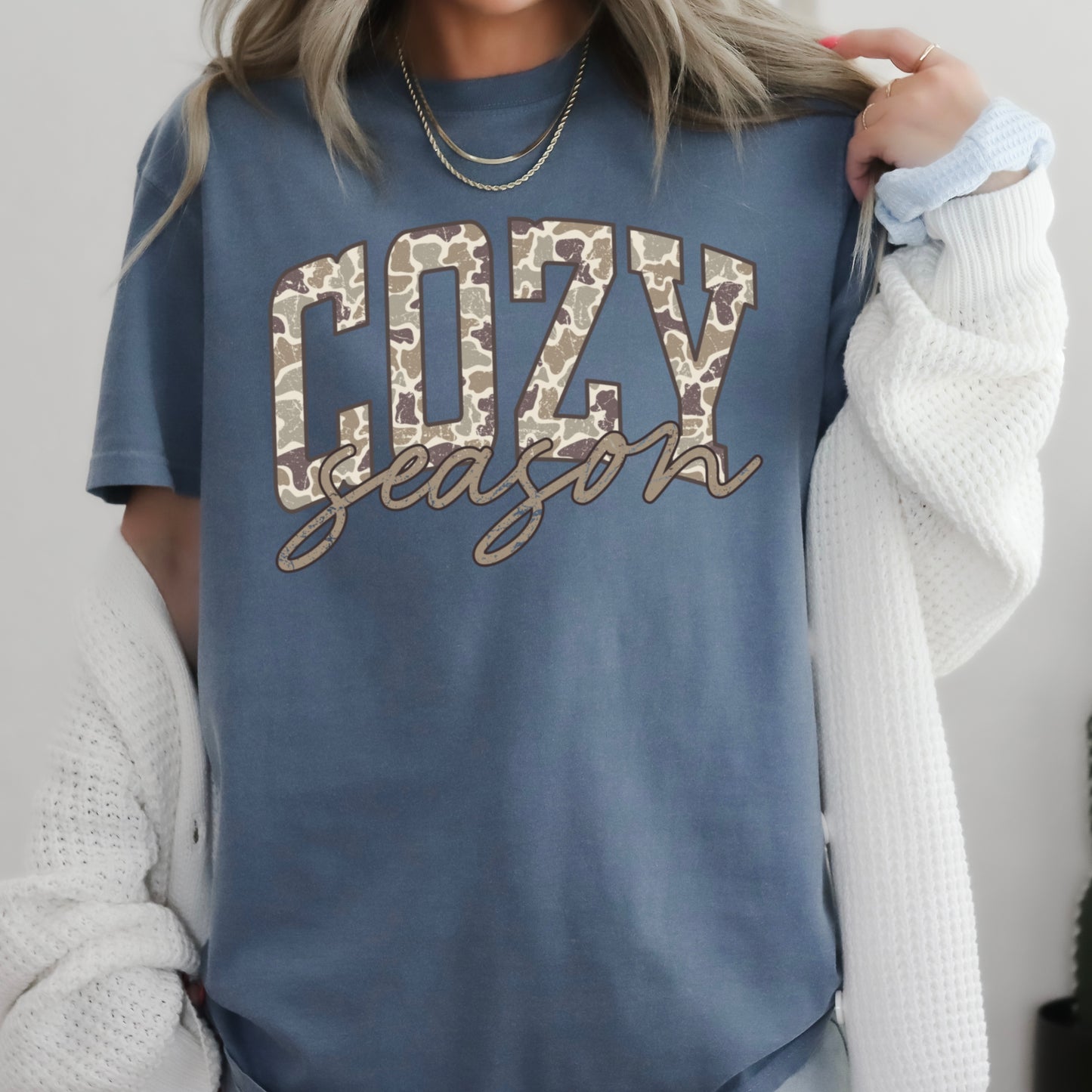 Camo Cozy Season Comfort Color Graphic Tee