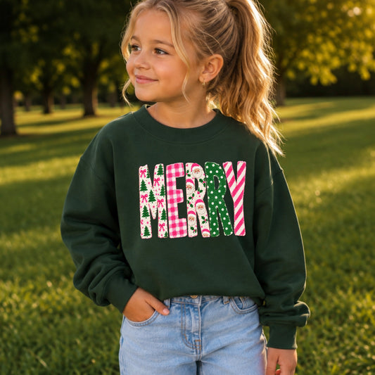 Merry Christmas Youth Crewneck Sweatshirt