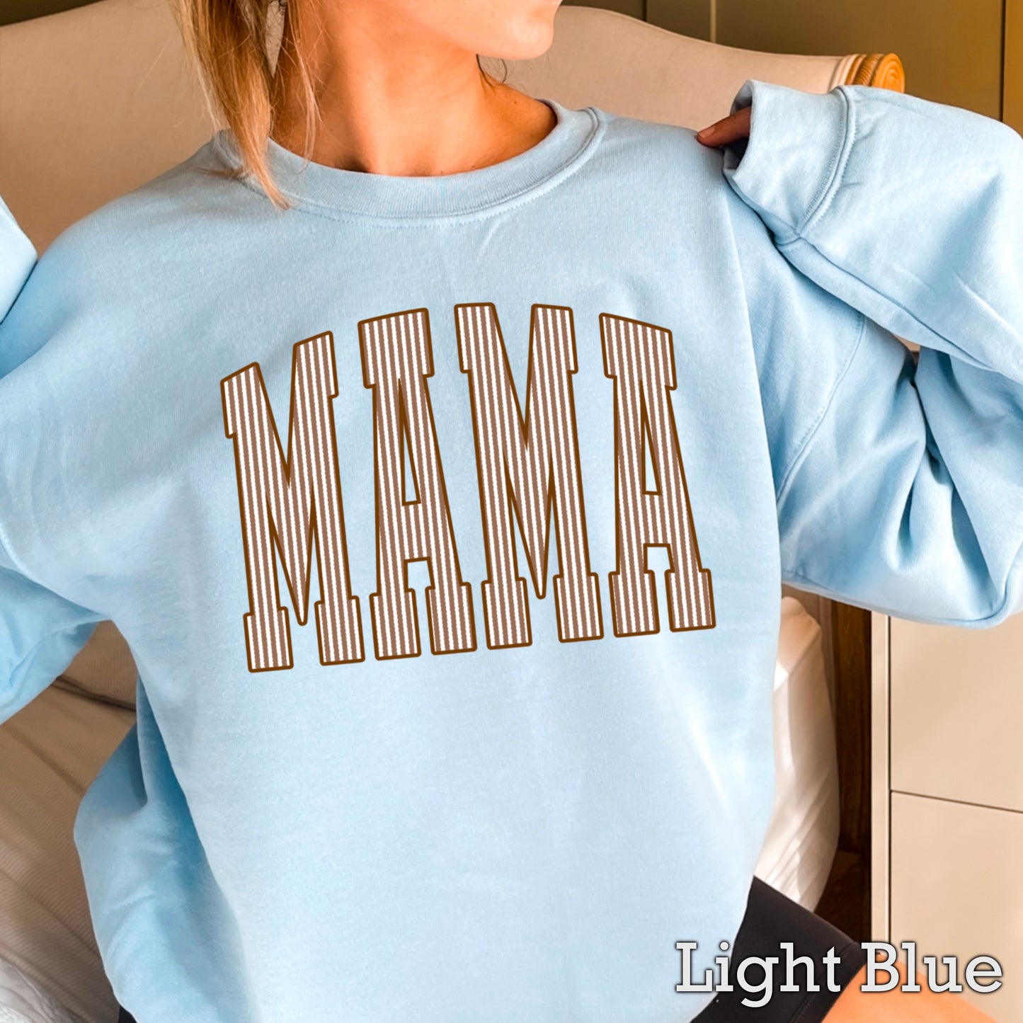 Mama Brown Seersucker Crewneck Sweatshirt