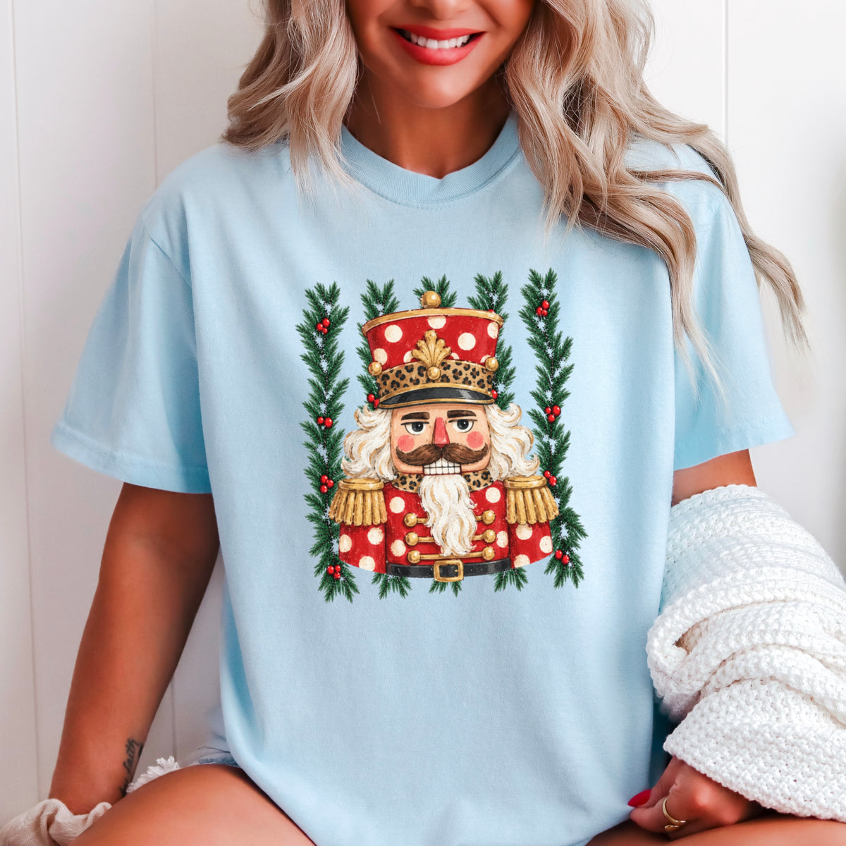 Preppy Nutcracker Christmas Comfort Color Graphic Tee