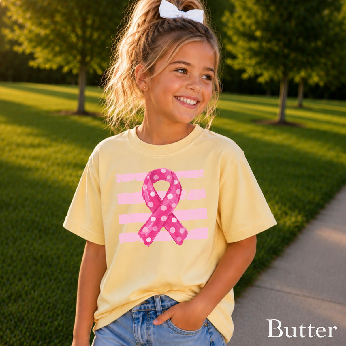 Breast Cancer Awareness Ribbon Youth Comfort Color T-Shirt