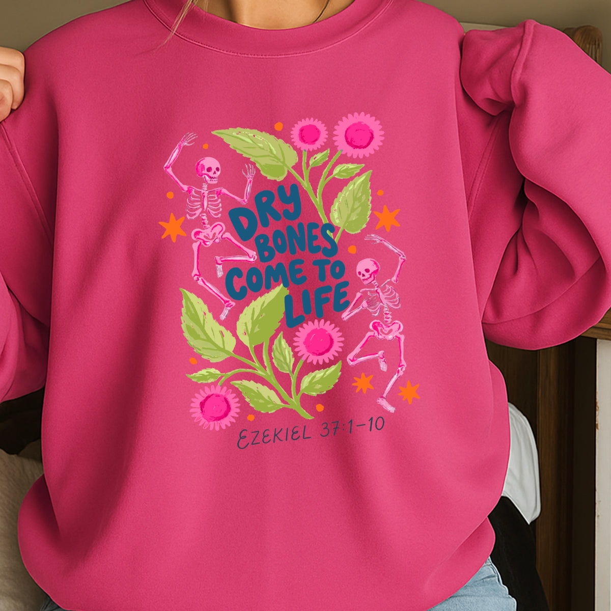 Dry Bones Come To Life Navy Lettering Christian Sweatshirt