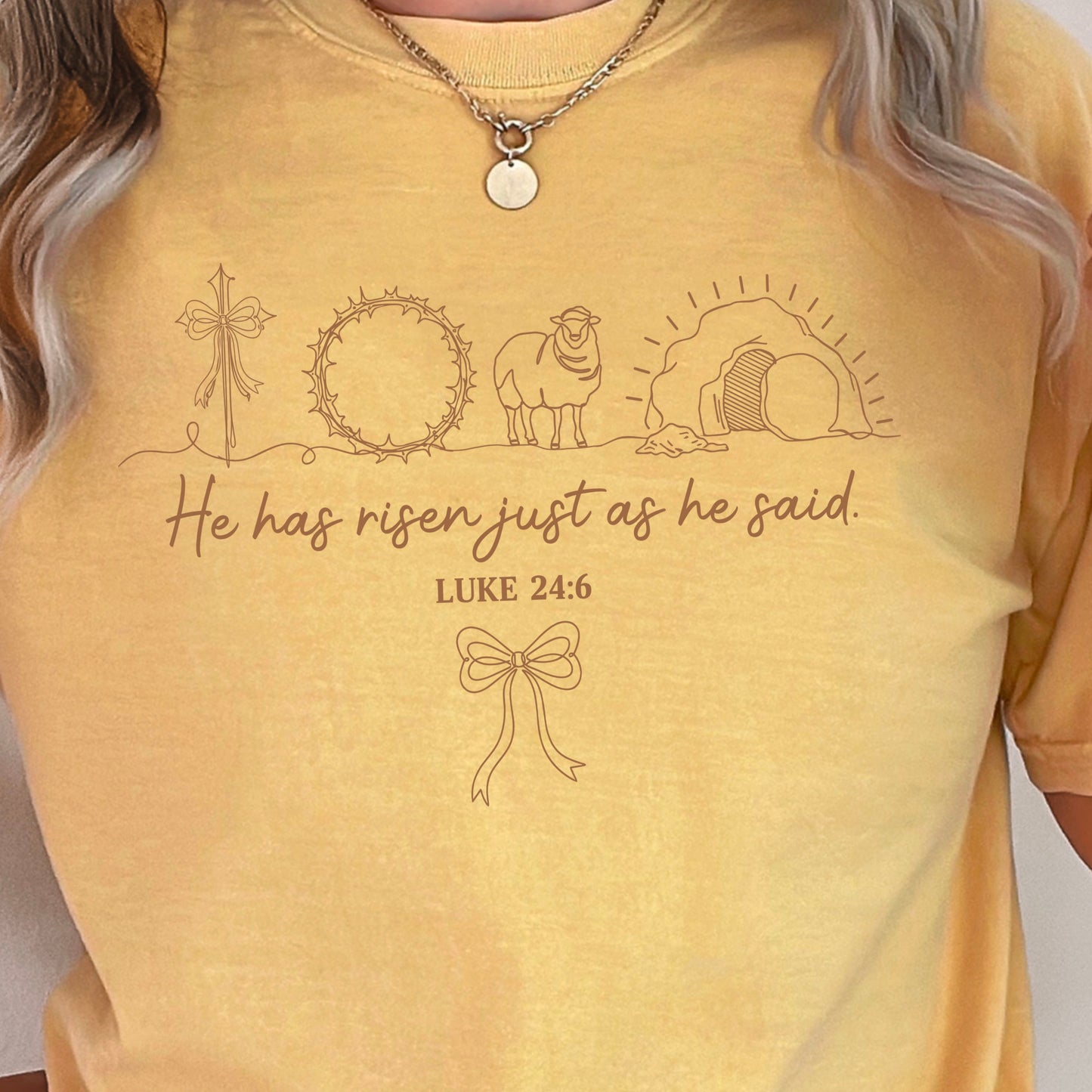 He Is Risen Easter Comfort Color Graphic Tee