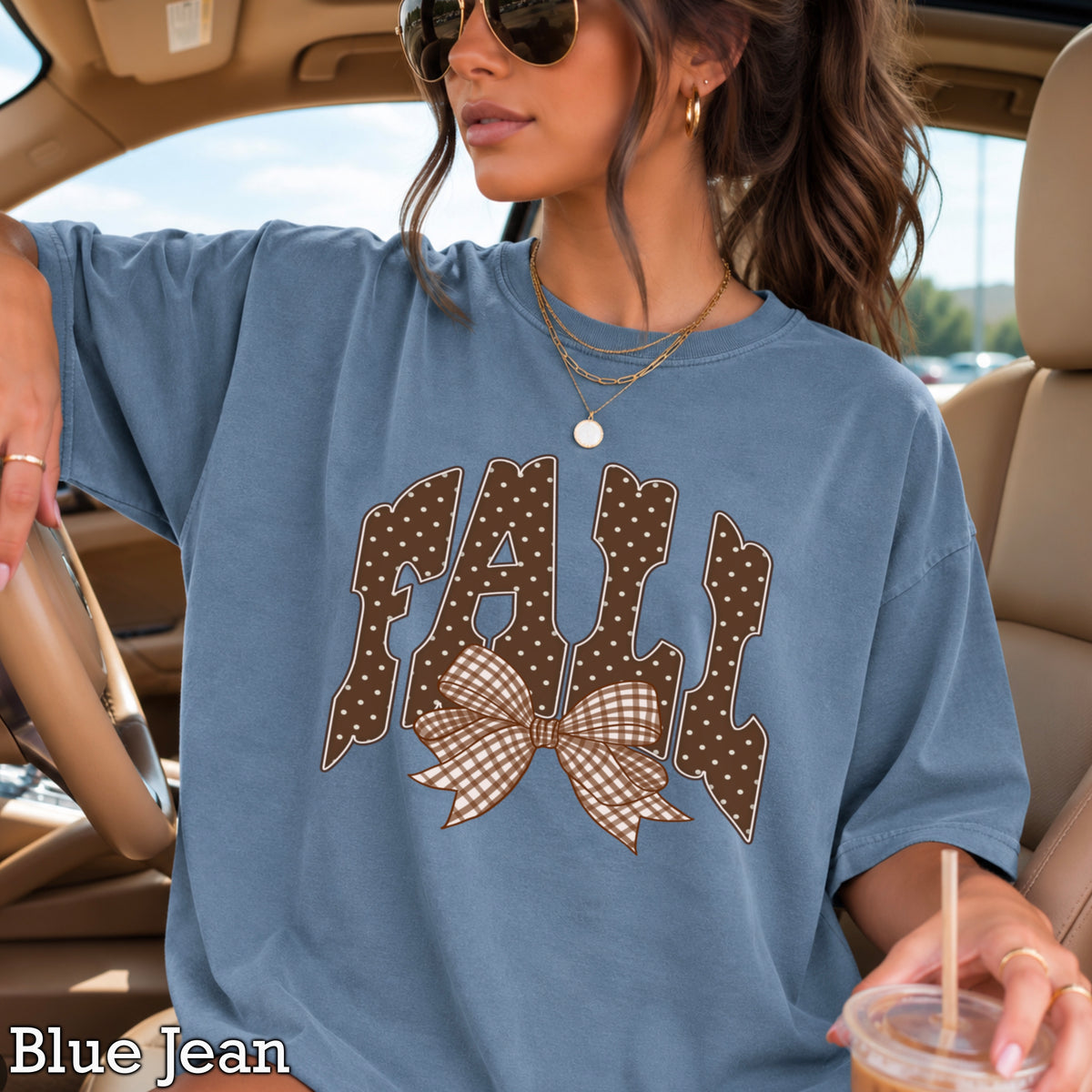 Fall Gingham Comfort Color Graphic Tee