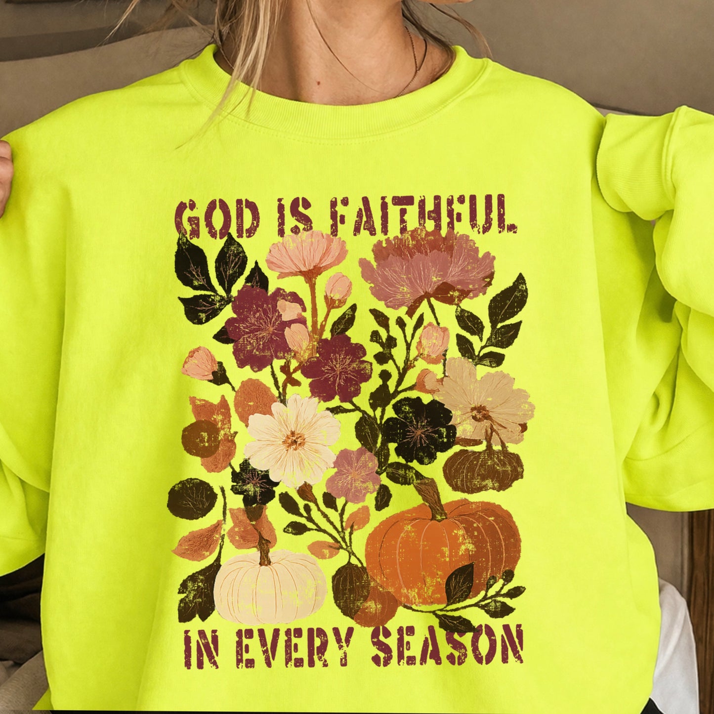 God Is Faithful In Every Season Plum Crewneck Sweatshirt