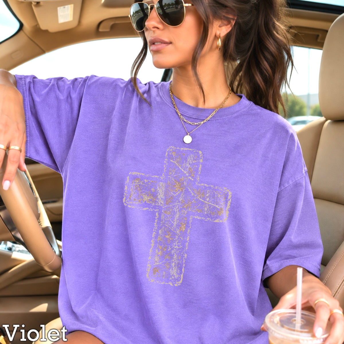 Camo Cross Christian Comfort Color Graphic Tee