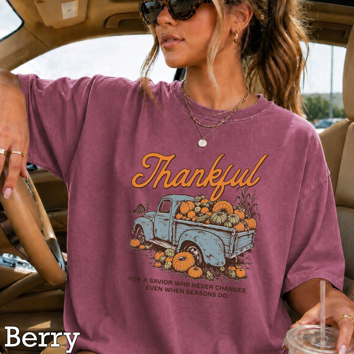 Thankful For A Savior Comfort Color Graphic Tee
